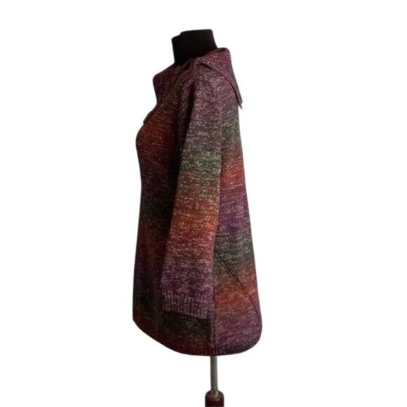 Dress Barn Size L Womens Multicolor Button Cowl Neck Sweater Acrylic Polyester - Picture 4 of 11